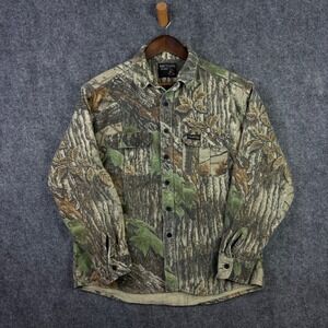 Rattlers Brand Flannel Shirt Mens Large Camo Tree Bark Hunting Made in USA 0669
